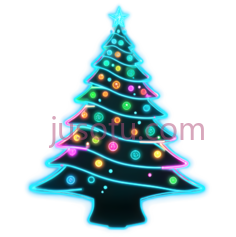 圣诞树,霓虹灯,蓝色PNG