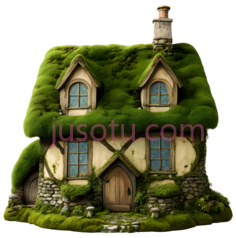 小屋,卡通,绿色屋顶, 黄色墙壁PNG