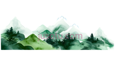 山脉,水墨画,绿色,白色, PNG