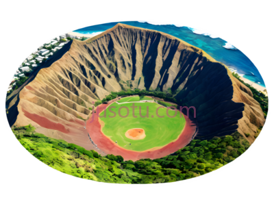 火山,自然景观,绿色, 红色, 蓝色, PNG