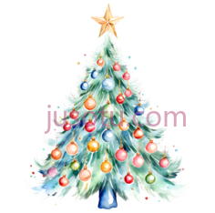 圣诞树,插画,绿色,红色,黄色,蓝色PNG