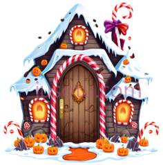 姜饼屋,卡通,棕色,红色,白色PNG