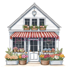 花店,卡通,白色,红色,黄色,粉色PNG