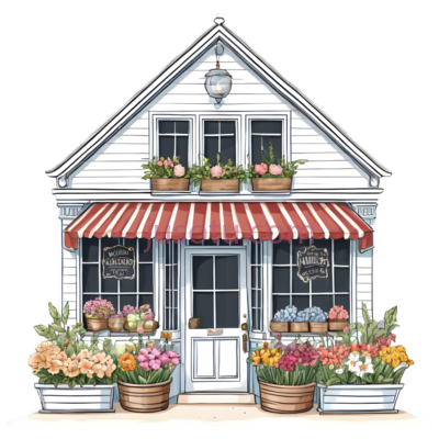 花店,卡通,白色,红色,黄色,粉色, PNG