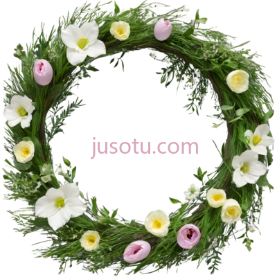 花环,自然,绿色,白色,黄色,粉色, PNG