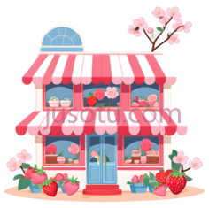草莓,樱花,店铺, PNG