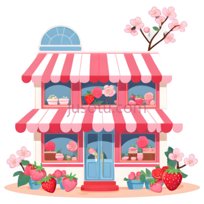 草莓,樱花,店铺, PNG
