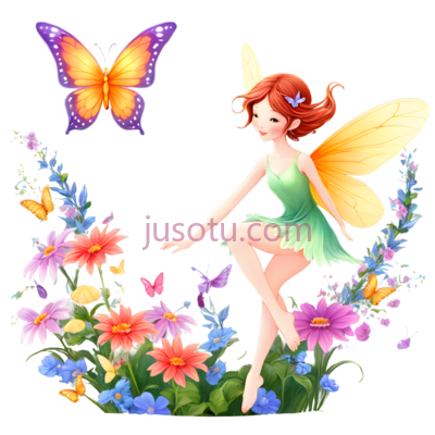 仙女,花园,蝴蝶, PNG