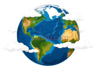 地球,卡通,蓝色,绿色,白色, PNG