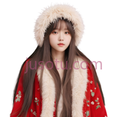 女孩,冬季服装,红色外套配白色毛领PNG