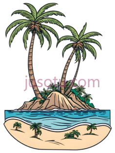 岛屿,卡通,棕色,绿色,蓝色PNG