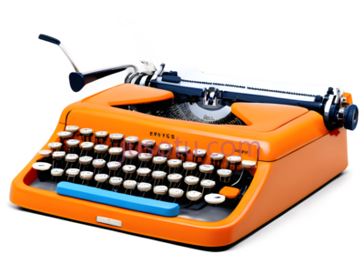 打字机,复古,橙色, PNG