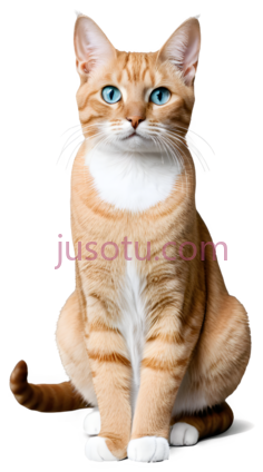 猫,坐着,橙色,白色PNG