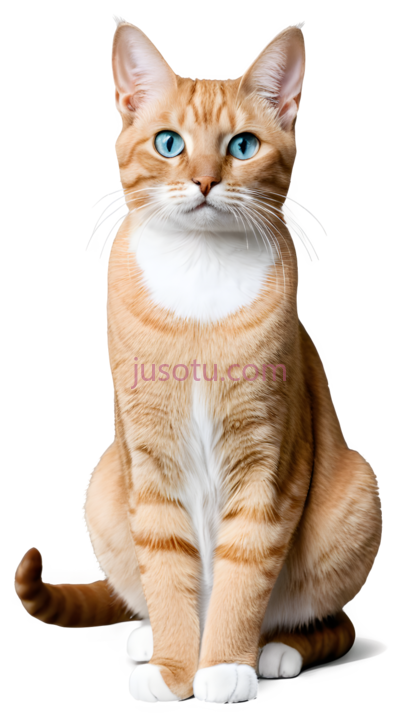 猫,坐着,橙色,白色, PNG