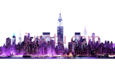 城市天际线,夜景,紫色PNG