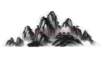 山脉,水墨画,白色,灰色, PNG