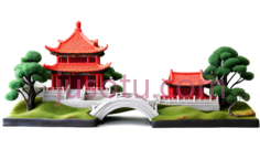 亭子,中国古典建筑,红色PNG