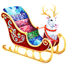 雪橇,卡通,红色,金色,蓝色PNG