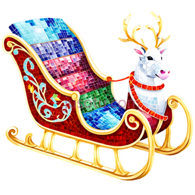 雪橇,卡通,红色,金色,蓝色, PNG
