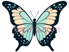 蝴蝶,卡通,黑色,蓝色,黄色PNG