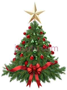 圣诞树,装饰性,绿色,红色,金色PNG
