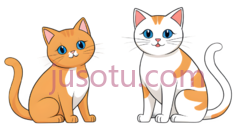 猫,卡通,白色带橙色斑纹PNG