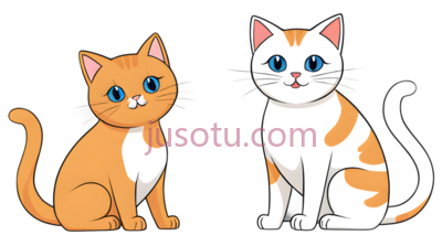 猫,卡通,白色带橙色斑纹, PNG
