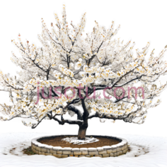 树,盆景,白色PNG