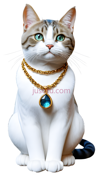 猫,雕像,白色带灰色斑纹, PNG