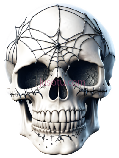 骷髅,3D,白色, PNG