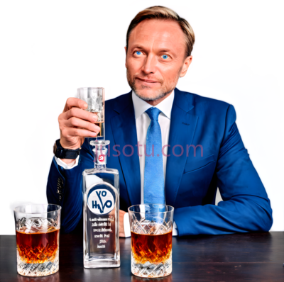 男人,酒杯,瓶子,商务休闲,蓝色西装,白色衬衫,蓝色领带, PNG