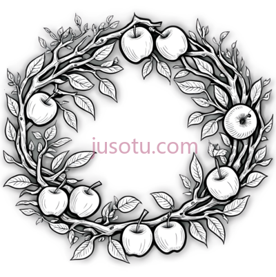 苹果花环,线条,白色, PNG