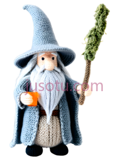 编织玩偶,巫师,蓝色,白色,橙色PNG