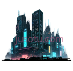 城市建筑,科幻,蓝色,紫色,粉红色PNG