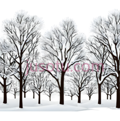 雪树,插画,白色,棕色PNG