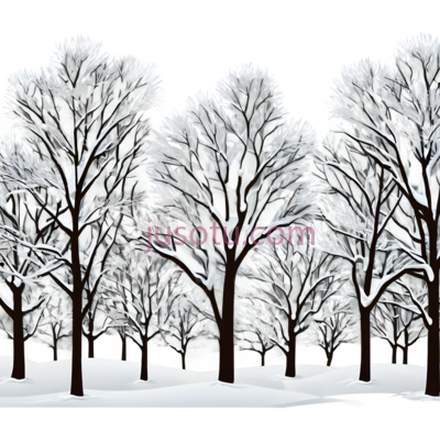 雪树,插画,白色,棕色, PNG