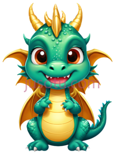 龙,卡通,绿色,黄色PNG