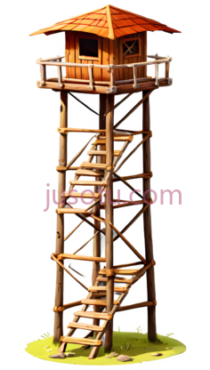 瞭望塔,卡通,棕色,橙色PNG