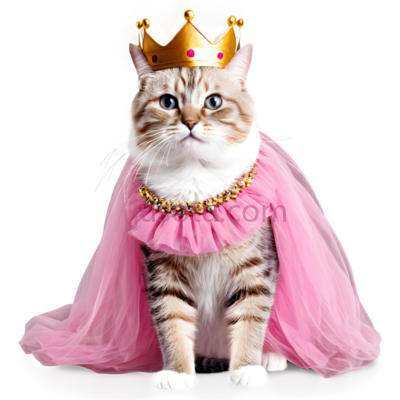 猫,公主装,粉色, PNG
