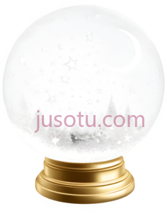 雪球,玻璃,金色底座,白色雪花,星星PNG