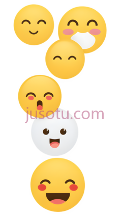 笑脸,闭眼微笑,睁大眼睛微笑,大笑,黄色PNG