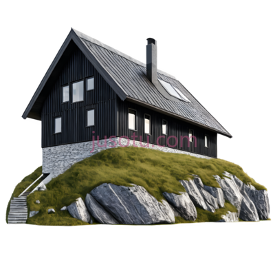 小木屋,现代,灰色屋顶, 白色墙壁, PNG