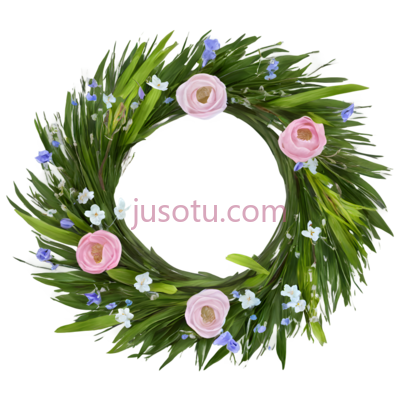 花环,自然,绿色,粉色,白色, PNG
