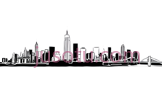 城市天际线,线条勾勒,白色PNG