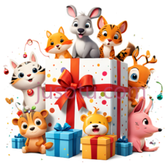 兔子,狐狸,猫头鹰,鹿,小熊,猪,卡通,粉色PNG