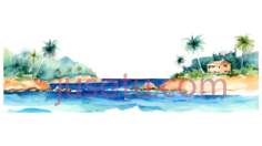 海滩,插画,蓝色,绿色,黄色PNG