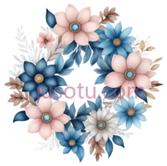 花环,插画,蓝色,粉色PNG
