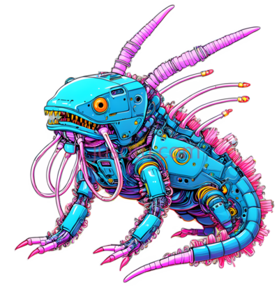 机械生物,科幻,蓝色,粉色, PNG