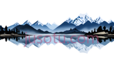 山脉,插画,蓝色, 白色, 黑色PNG