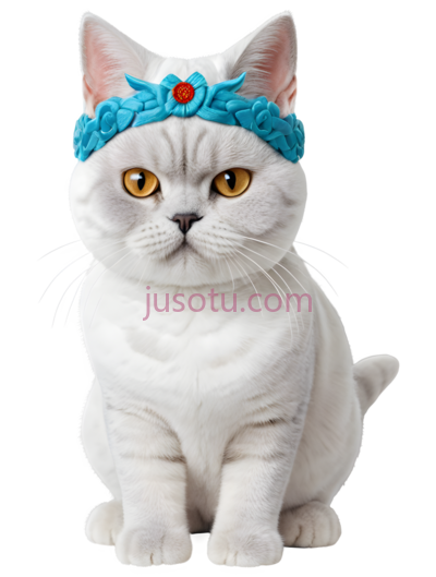 猫,戴着蓝色头饰,白色, PNG